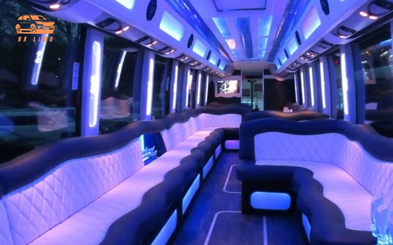 This image Shows party bus limos for wedding groups in nyc